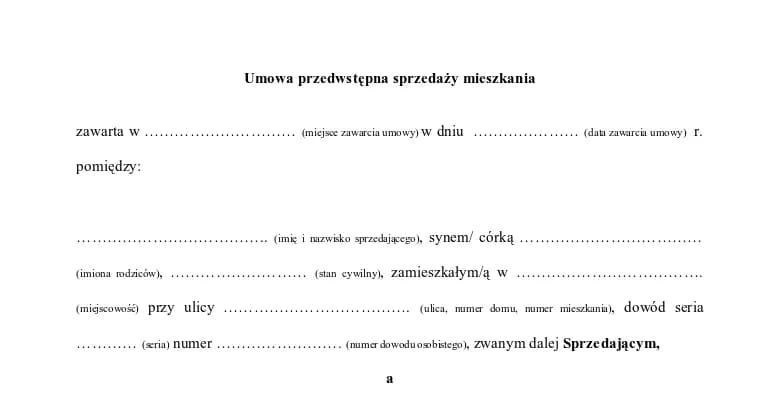 Przedwstępna umowa sprzedaży - Wzór i zasady